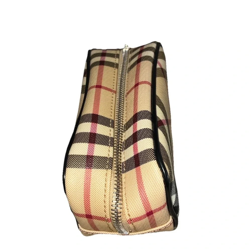 Burberry Cosmetic Bag Nova Check Black Trim Make Up Skincare Pouch NEW